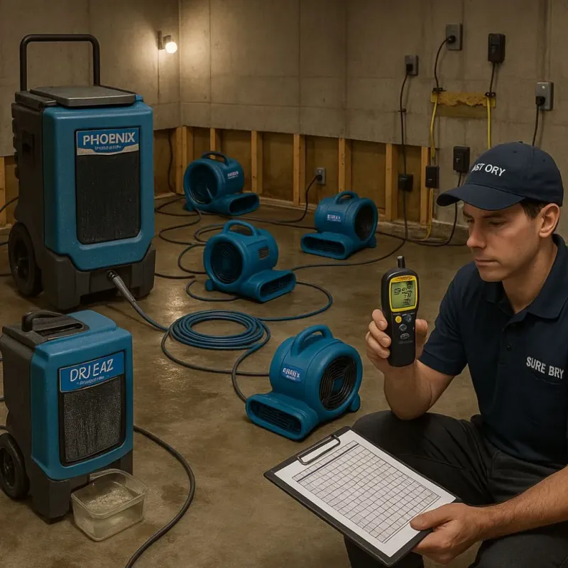 Structural Drying and Dehumidification process in Honey Grove, TX